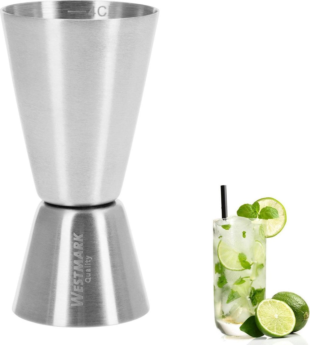 Westmark barmaatje, jigger voor cocktails, 2 4 cl, roestvrij staal, zilver, 62772260