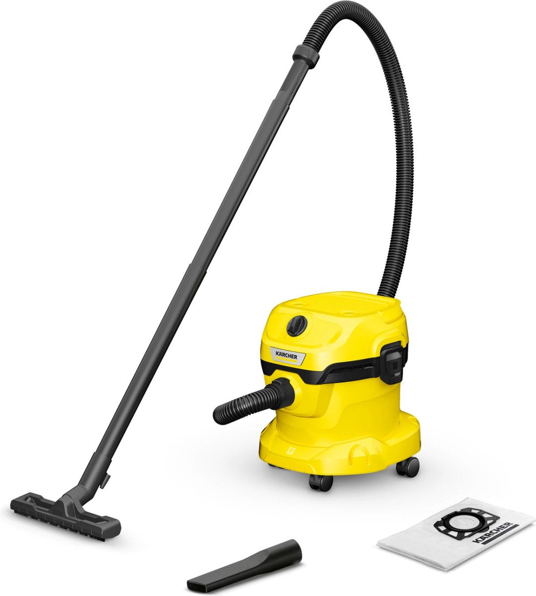 Kärcher wd 2 plus v-12 4 18 nat-en droogzuiger - 1000 w - 12 liter - schuimfilter - stofzuiger geschikt voor auto - garage