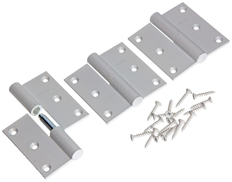 Yale 1019159 - 3 paumellen alu wit rechte hoek links 80x80mm | 5 stuks