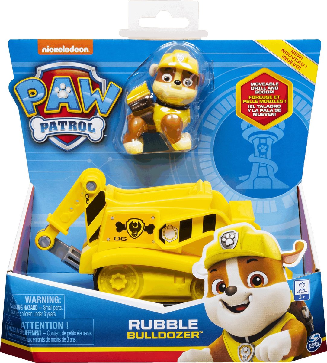 Paw patrol - rubble’s bulldozer - speelgoedauto met speelfiguur - 68% gerecycled plastic - duurzaam speelgoed