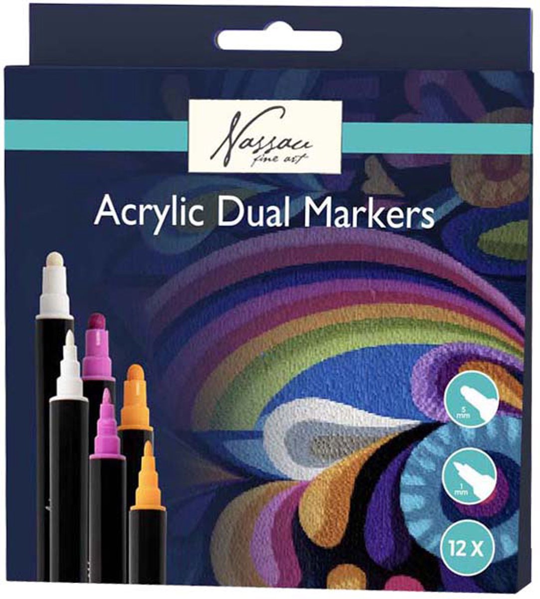 Creative craft group nassau acryl markers met dubbele punt - 12st.