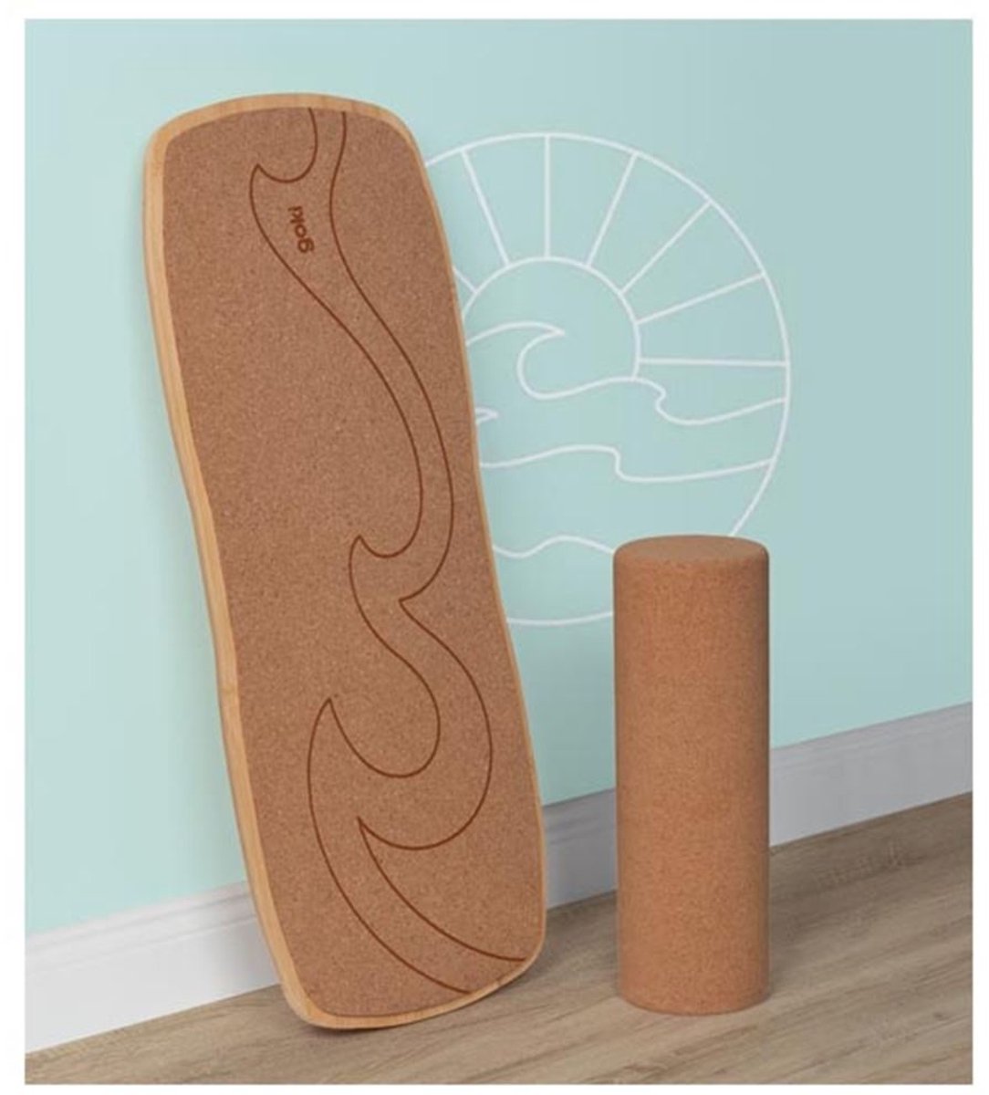 Goki balanceerbord: waikiki beach 60x24x4cm, met rol, kurk