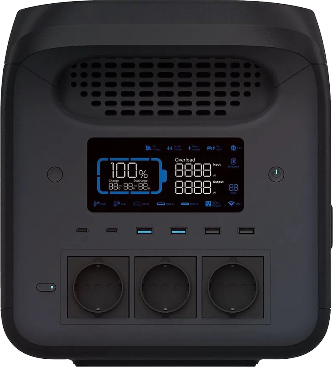 Mestic power station mps-1800 - nominaal vermogen: 1800 w - lifepo4 batterij - capaciteit: 1226 wh