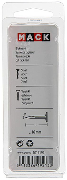 Mack 1017192 - bloknagel staal verzinkt 50 gr16 mm | 10 stuks