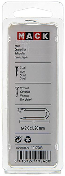 Mack 1017208 - kram staal verzinkt 80 gr 2,0 x 20 mm | 5 stuks