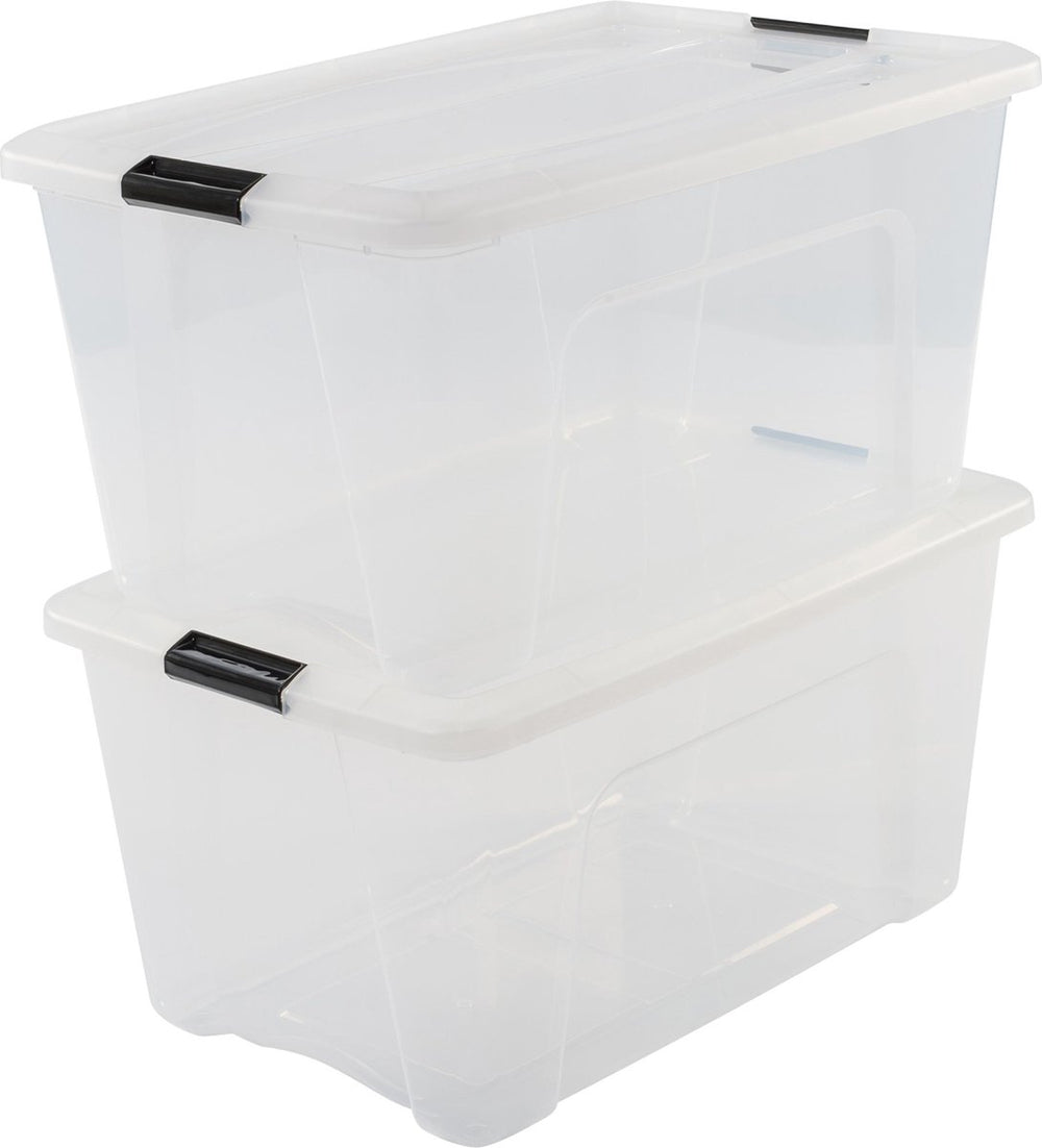 Iris topbox opbergbox - 45l - kunststof - transparant zwart - set van 2