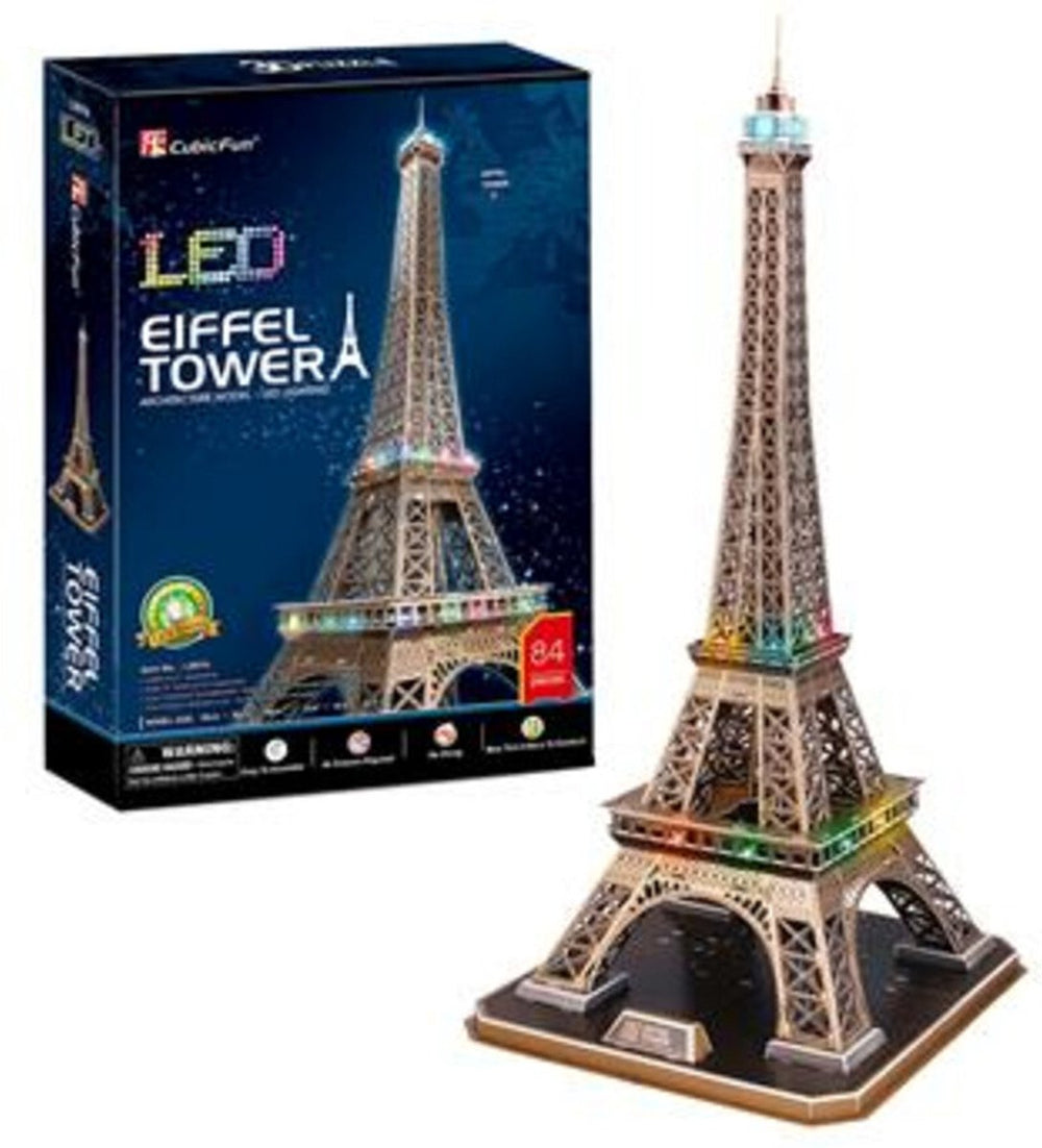 Kubieke leuke 3d puzzel eiffeltoren met led verlichting