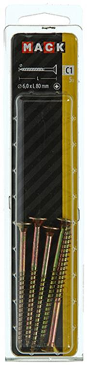 Mack 1017265 - spaanplaatschroef vz kop geelverz. 5 st 6,0 x 80 mm | 5 stuks