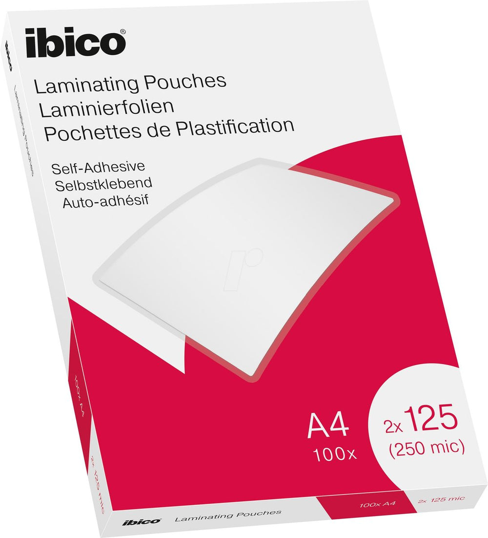 Ibico zelfklevende lamineerhoezen - voor a4 documenten - 2 x 125 micron - 100 stuks