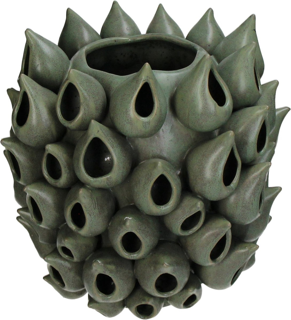 Hd collection vaas aardewerk groen 27,5x27,5x28cm