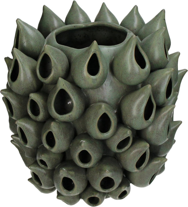 Hd collection vaas aardewerk groen 27,5x27,5x28cm