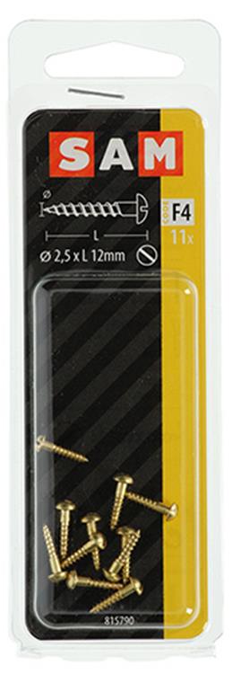 Mack 1019657 - houtschroef bolkop messing 11 st 2,5 x 12 mm | 10 stuks