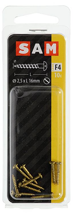 Mack 1019658 - houtschroef bolkop messing 10 st 2,5 x 16 mm | 10 stuks
