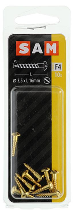 Mack 1019661 - houtschroef bolkop messing 10 st 3,5 x 16 mm | 10 stuks