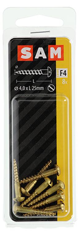 Mack 1019664 - houtschroef bolkop messing 8 st 4,0 x 25 mm | 10 stuks