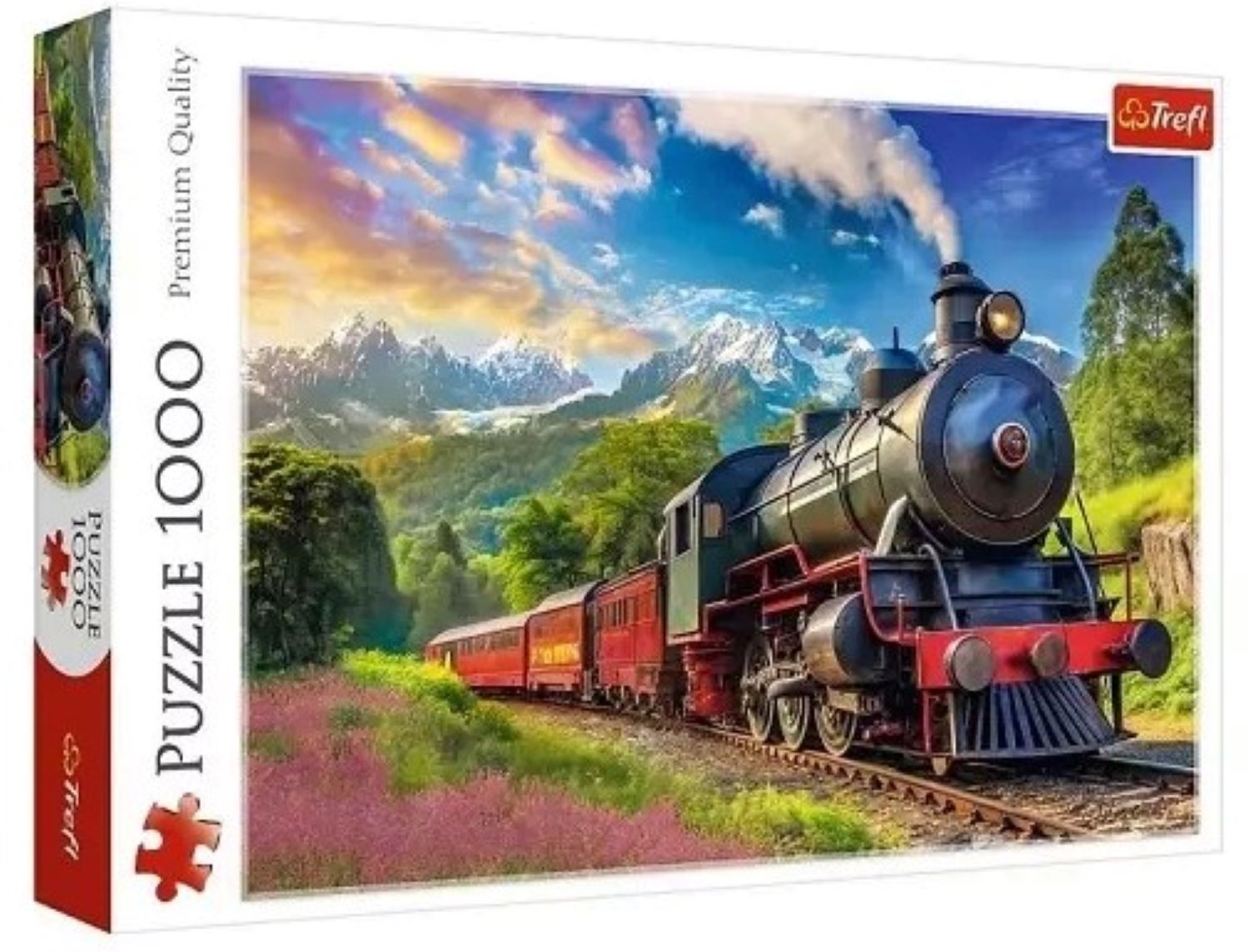 Intro trefl puzzel van stoomtrein in de bergen 1000 stukjes