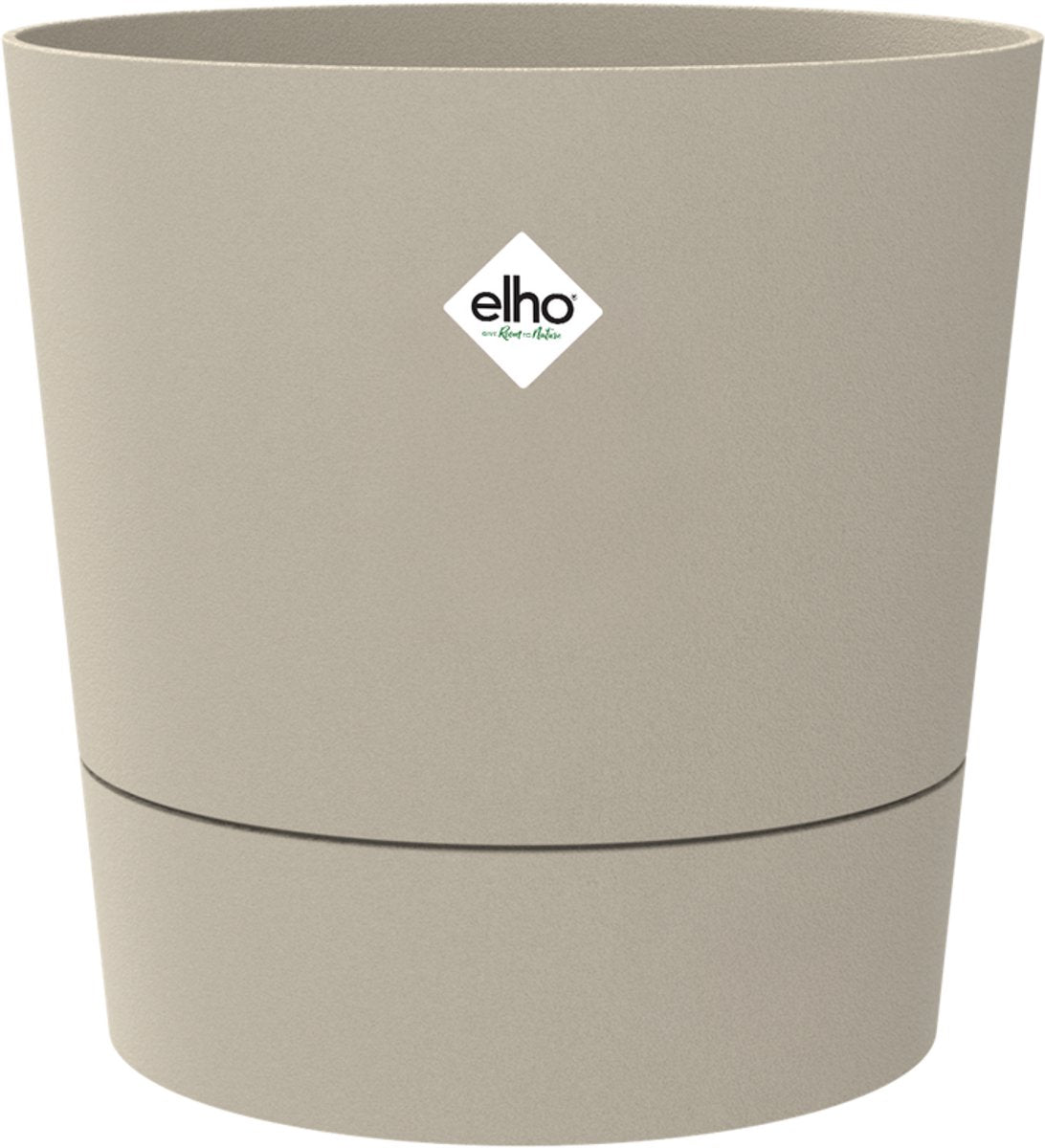 Elho foss rond 35cm - bloempot voor binnen - 100% gerecycled plastic - ø 34.5 x h 34.1 - paddenstoel beige