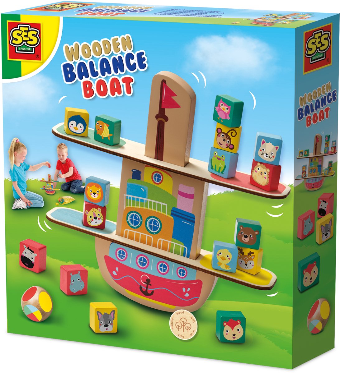 Ses houten balanslaars