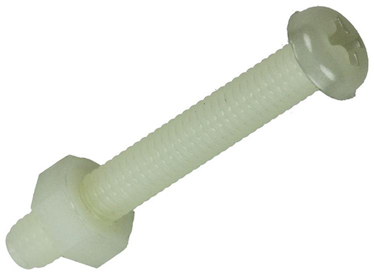 Mack 1017641 - metaalschroef cyl. kop + moer nylon 6 st m4 x 30 mm | 10 stuks
