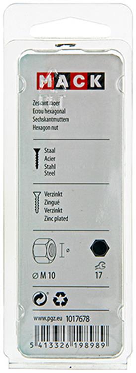 Mack 1017678 - zeskant moer staal verzinkt 8st m 10 | 10 stuks
