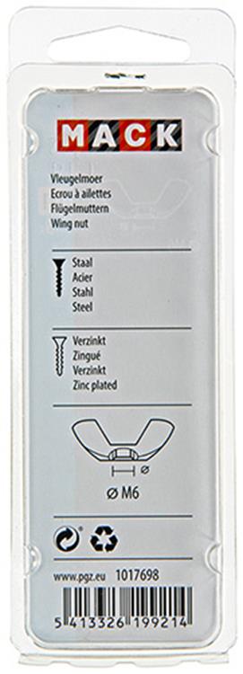 Mack 1017698 - vleugelmoer staal verzinkt 5 st m6 | 10 stuks