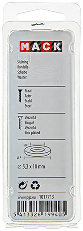 Mack 1017713 - sluitring staal verzinkt 50 st 5,3 x 10 mm | 10 stuks