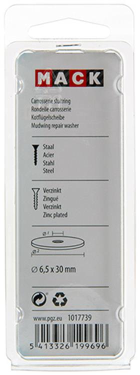 Mack 1017739 - carrosserie sluitring verzinkt12 st 6,5 x 30 mm | 10 stuks