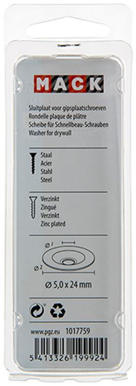 Mack 1017759 - sluitplaat vr gipsplaatschr. verz. 20 st 5 x 24 mm | 10 stuks