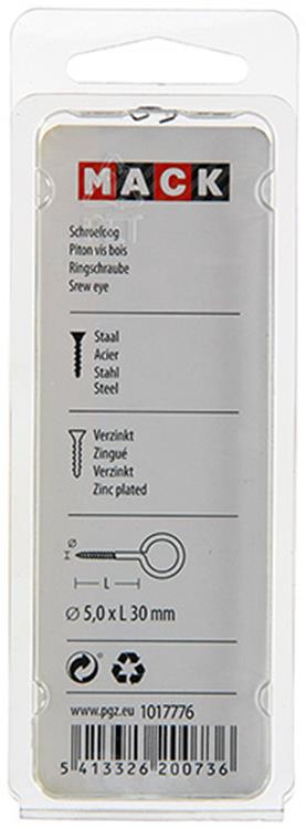 Mack 1017776 - schroefoog staal verzinkt 4 st 5,0 x 30 mm | 10 stuks