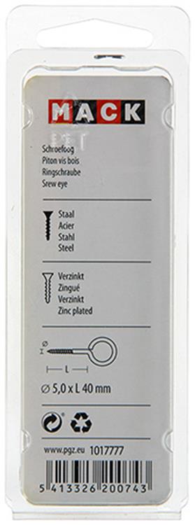 Mack 1017777 - schroefoog staal verzinkt 4 st 5,0 x 40 mm | 10 stuks