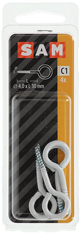 Mack 1017786 - schroefoog staal wit 4 st 4,0 x 30 mm | 10 stuks