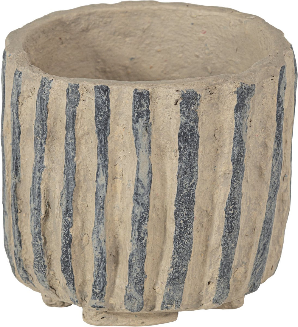 Woood karo decoratie pot - papier mache - zand - 20x25x25