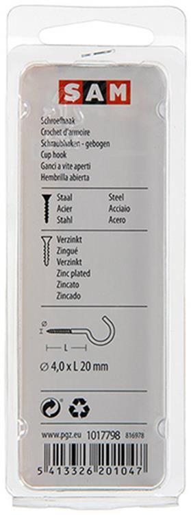 Mack 1017798 - schroefhaak staal verzinkt 8st 4,0 x 20 mm | 10 stuks