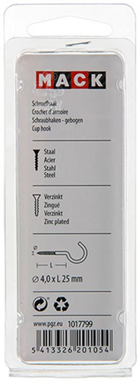 Mack 1017799 - schroefhaak staal verzinkt 7st 4,0 x 25 mm | 10 stuks