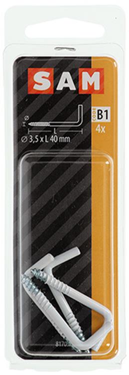 Mack 1017827 - schroefduim staal wit 4 st 3,5 x 40 mm | 10 stuks