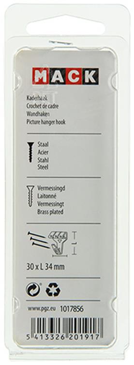 Mack 1017856 - kaderhaak staal vermessingd 4st 30 x 34 mm | 5 stuks