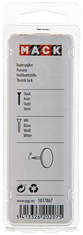 Mack 1017867 - duimspijker staal wit 60 st | 10 stuks