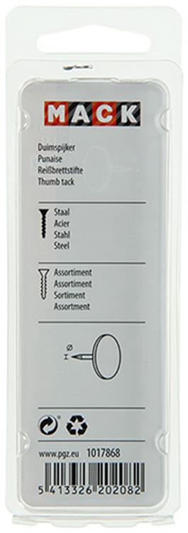 Mack 1017868 - duimspijker staal assortiment 60 st | 10 stuks