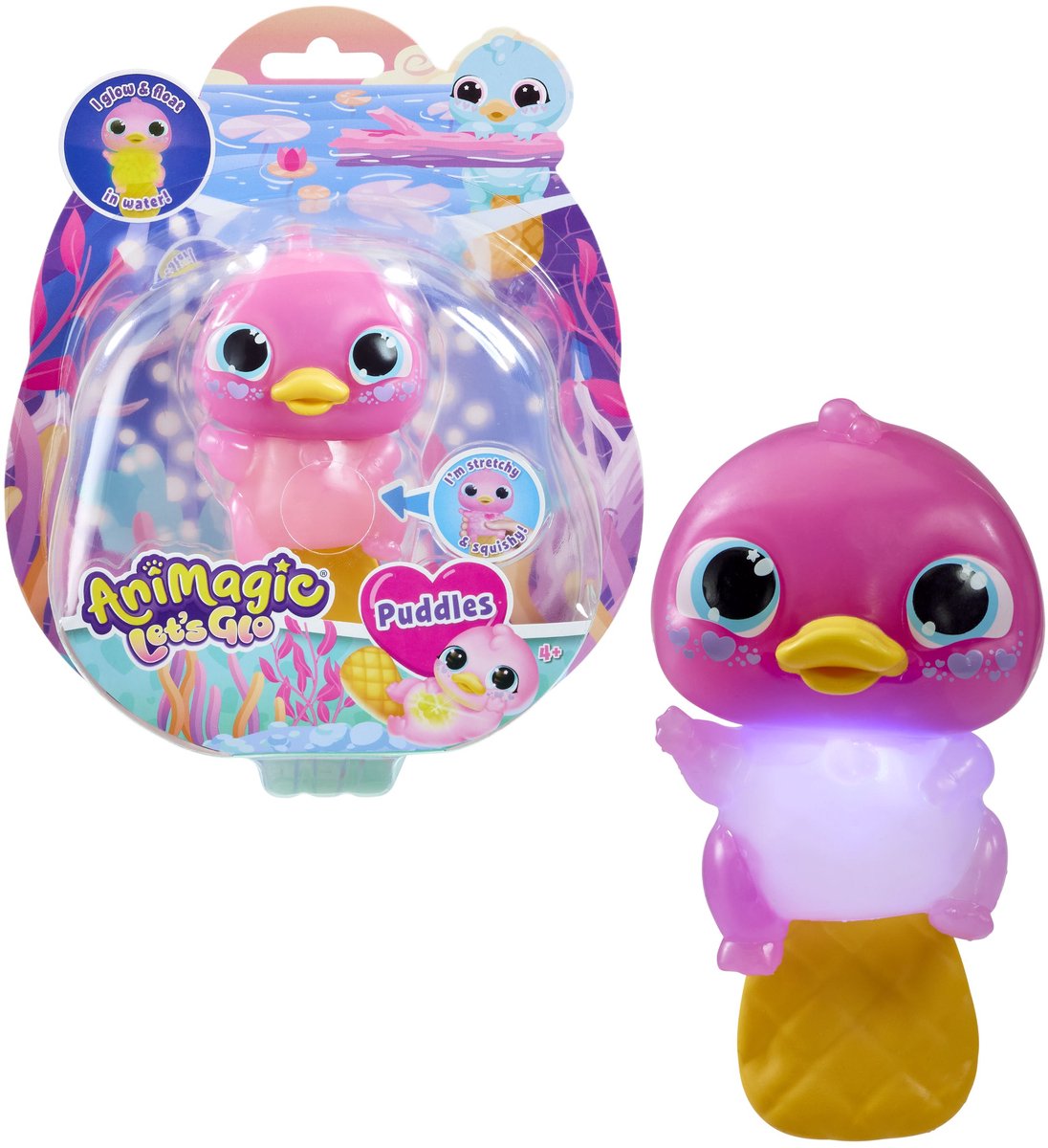 Goliath let's glo puddles - speelgoedrobot - speelfiguur - vogelbekdier - geeft licht in het water