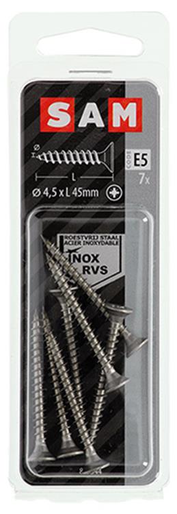 Mack 1019751 - spaanplaatschroef vz kop rvs 7 st 4,5 x 45 mm | 10 stuks