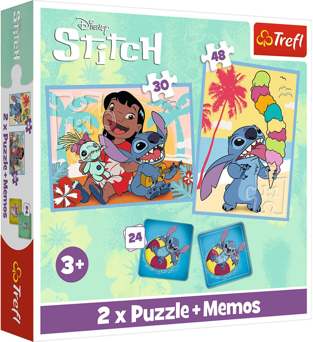 Trefl happy lilo stitch day 2-in-1 puzzel- en memoryset - vanaf 12 jaar