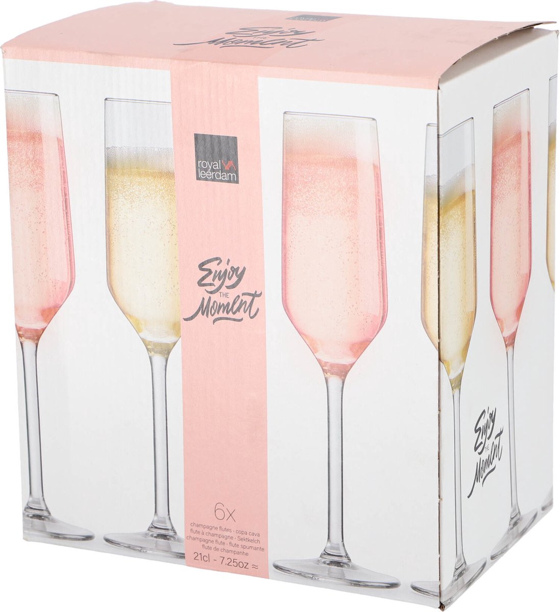 Royal leerdam champagneglazen set 6 stuks 21 cl transparant glas.