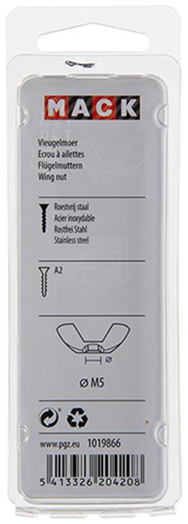 Mack 1019866 - vleugelmoer inox a2 4 st m5 | 10 stuks