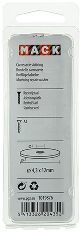 Mack 1019876 - carrosserie sluitring inox a2 12 st 4,3x12 | 10 stuks