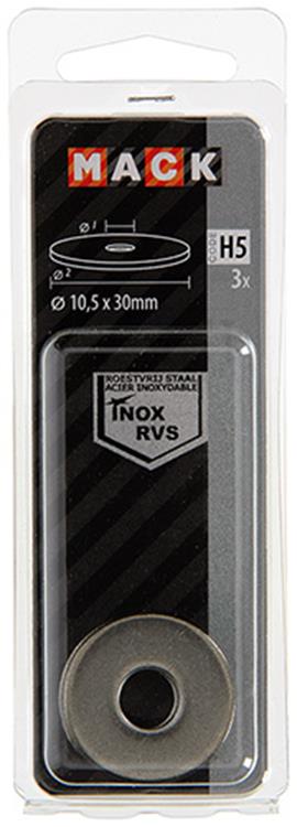 Mack 1019880 - carrosserie sluitring inox a2 3 st 10,5x30 | 10 stuks