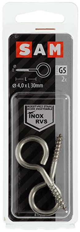 Mack 1019893 - schroefoog roestvrijstaal 2 st 4,0x30 mm | 10 stuks