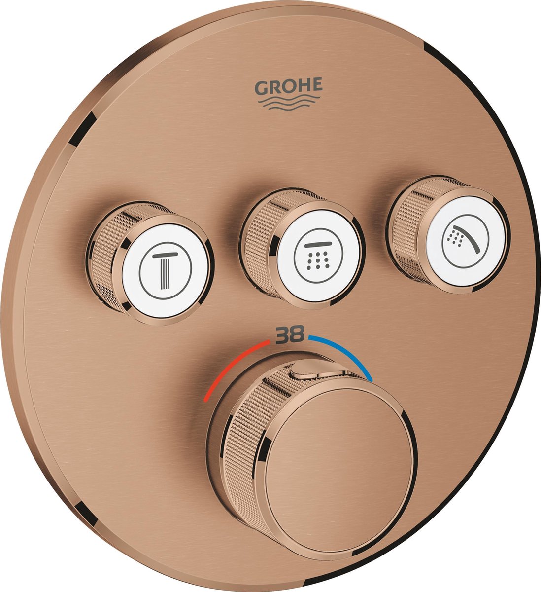 Grohe grohtherm inbouw smartcontrol douche- of badthermostaat - 3 knoppen - brushed warm sunset (mat brons) - 29121dl0