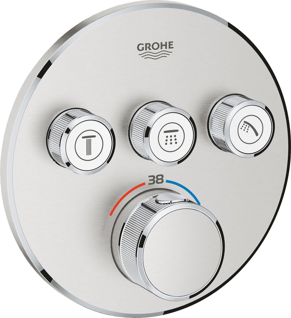 Grohe grohtherm smartcontrol thermostatiche douchekraan - inbouw mengkraan - met omstelling - rond - rvs (supersteel)