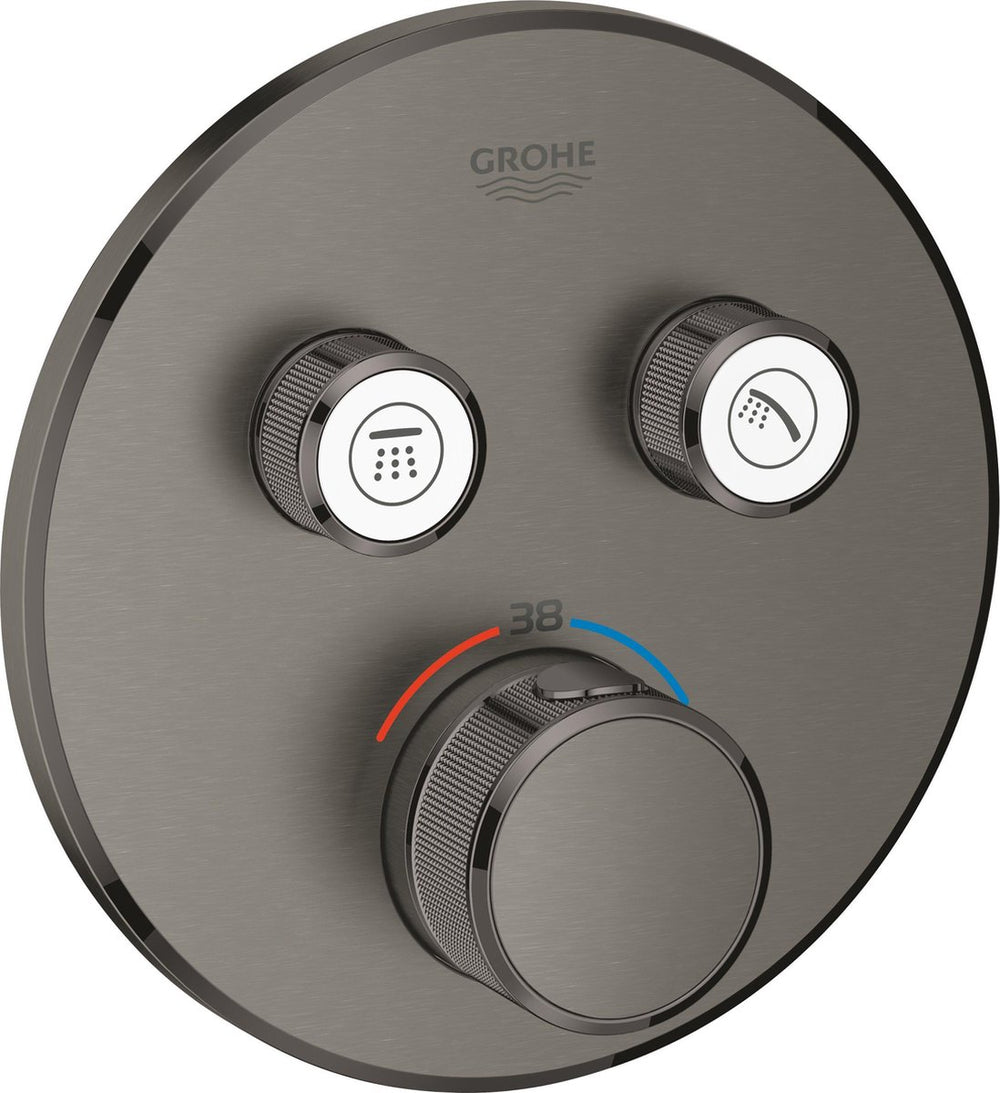 Grohe grohtherm smartcontrol thermostatiche douchekraan - inbouw mengkraan - met omstelling - rond - hard graphite geborsteld (mat donkergrijs)