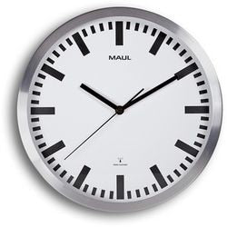 Wandklok maul maulpilot radiogestuurd wit, zilver